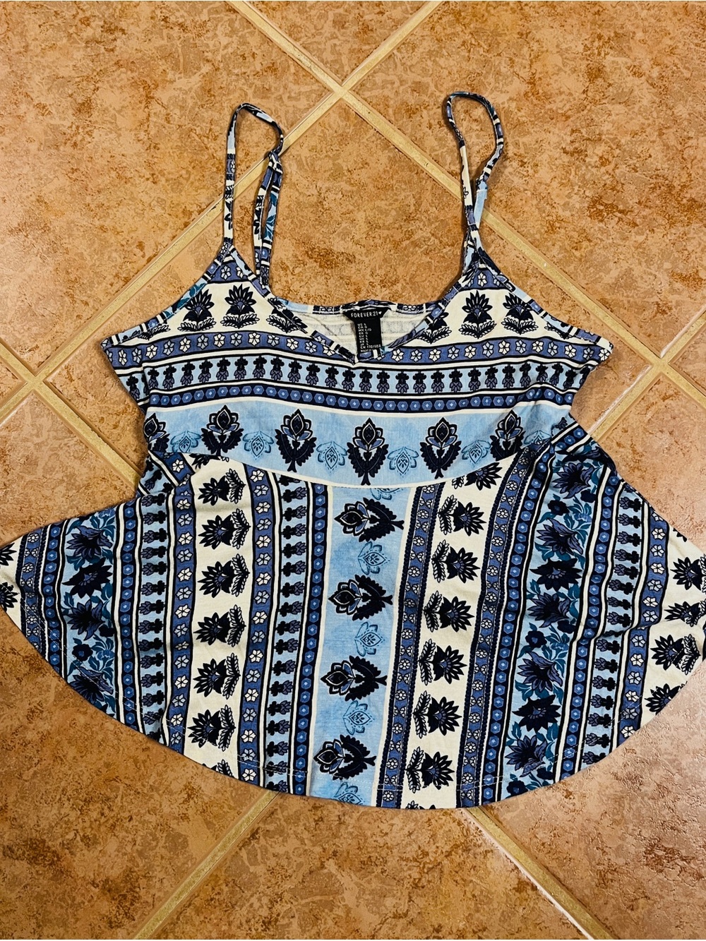 Forever 21 Blue Floral Women’s Tank Top Size L